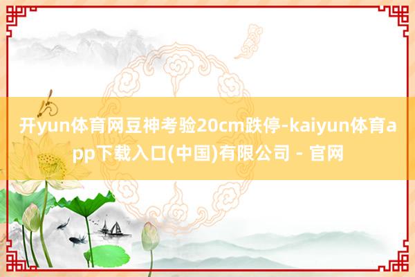 开yun体育网豆神考验20cm跌停-kaiyun体育app下载入口(中国)有限公司 - 官网
