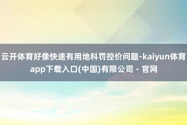 云开体育好像快速有用地科罚控价问题-kaiyun体育app下载入口(中国)有限公司 - 官网